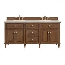 James Martin Vanities 424-V72-WLT-3EMR - Lorelai 72'' Double Vanity, Mid-Century Walnut w/ 3 CM Eternal Marfil Quartz Top