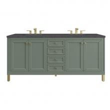 James Martin Vanities 503-V72-SC-3CSP - Chicago 72'' Double Vanity, Smokey Celadon, w/ 3 CM Charcoal Soapstone Silestone® T