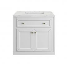 James Martin Vanities 503-V30-GW-3ENC - Chicago 30'' Single Vanity, Glossy White, w/ 3 CM Ethereal Noctis Silestone® Top