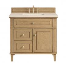 James Martin Vanities 424-V36-LNO-3EMR - Lorelai 36'' Single Vanity, Light Natural Oak w/ 3 CM Eternal Marfil Quartz Top