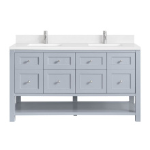 James Martin Vanities 330-V60D-SRB-1WZ - Breckenridge 60'' Double Vanity, Serenity Blue, w/ Single Hole 3 CM White Zeus Quartz To