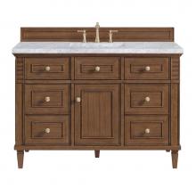 James Martin Vanities 424-V48-WLT-3CAR - Lorelai 48'' Single Vanity, Mid-Century Walnut w/ 3 CM Carrara White Marble Top