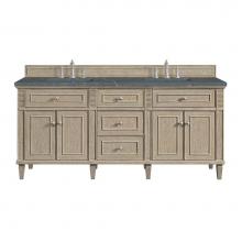 James Martin Vanities 424-V72-WWO-3PBL - Lorelai 72'' Double Vanity, Whitewashed Oak w/ 3 CM Parisien Blue Quartz Top