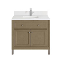 James Martin Vanities 503-V36-WLW-1WZ - Chicago 36'' Single Vanity, Walnut Whisper, w/ Single Hole 3CM White Zeus Silestone®