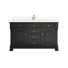 James Martin Vanities 547-V60S-BKO-1WZ - Brookfield 60'' Single Vanity, Black Onyx w/ Single Hole 3 CM White Zeus Silestone®