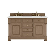 James Martin Vanities 547-V60D-PCN-3LDL - Brookfield 60'' Double Vanity, Pecan w/ 3 CM Lime Delight Silestone®  Top