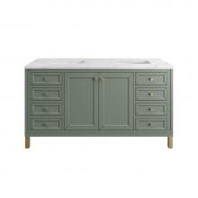 James Martin Vanities 503-V60D-SC-3ENC - Chicago 60'' Double Vanity, Smokey Celadon, w/ 3 CM Ethereal Noctis Silestone® Top
