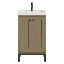 James Martin Vanities 533V20WLWMBKWG - Chianti 20'' Single Vanity, Walnut Whisper, Matte Black, w/ White Glossy Composite Stone