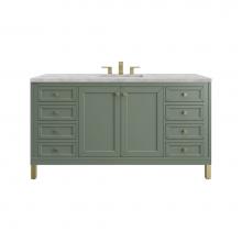 James Martin Vanities 503-V60S-SC-3VSL - Chicago 60'' Single Vanity, Smokey Celadon, w/ 3 CM Victorian Silver Silestone® Top