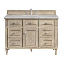 James Martin Vanities 424-V48-WWO-3VSL - Lorelai 48'' Single Vanity, Whitewashed Oak w/ 3 CM Victorian Silver Quartz Top