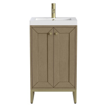 James Martin Vanities 533V20WLWCBWG - Chianti 20'' Single Vanity, Walnut Whisper, Champagne Brass, w/ White Glossy Composite S