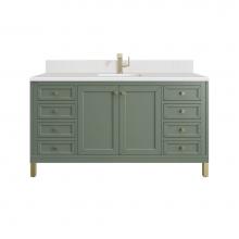 James Martin Vanities 503-V60S-SC-1WZ - Chicago 60'' Single Vanity, Smokey Celadon, w/ Single Hole 3CM White Zeus Silestone®