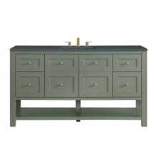 James Martin Vanities 330-V60S-SC-3CSP - Breckenridge 60'' Single Vanity, Smokey Celadon, w/ 3 CM Charcoal Soapstone Quartz Top
