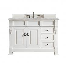 James Martin Vanities 147-V48-BW-3VSL - Brookfield 48'' Single Vanity, Bright White w/ 3 CM Victorian Silver Quartz Top