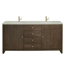 James Martin Vanities D125-V72-SBL-3VSL - Gracyn 72'' Double Vanity, Sable, w/ 3 CM Victorian Silver Quartz Top