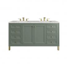 James Martin Vanities 503-V60D-SC-3EJP - Chicago 60'' Double Vanity, Smokey Celadon, w/ 3 CM Eternal Jasmine Pearl Silestone®