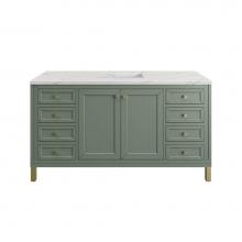James Martin Vanities 503-V60S-SC-3ENC - Chicago 60'' Single Vanity, Smokey Celadon, w/ 3 CM Ethereal Noctis Silestone® Top