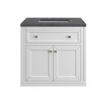 James Martin Vanities 503-V30-GW-3CSP - Chicago 30'' Single Vanity, Glossy White, w/ 3 CM Charcoal Soapstone Silestone® Top