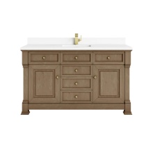 James Martin Vanities 547-V60S-PCN-1WZ - Brookfield 60'' Single Vanity, Pecan w/ Single Hole 3CM White Zeus Silestone® Top &