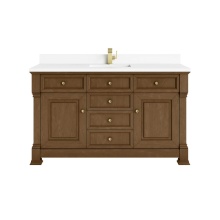 James Martin Vanities 547-V60S-HNO-1WZ - Brookfield 60'' Single Vanity, Honey Oak w/ Single Hole 3 CM White Zeus Silestone®