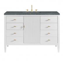 James Martin Vanities 485-V48-BW-3PBL - Myrrin 48'' Vanity, Bright White w/ 3 CM Parisien Blue Quartz Top