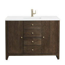 James Martin Vanities D125-V48-SBL-3WZ - Gracyn 48'' Single Vanity, Sable, w/ 3 CM White Zeus Quartz Top