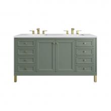 James Martin Vanities 503-V60D-SC-3AF - Chicago 60'' Double Vanity, Smokey Celadon, w/ 3 CM Arctic Fall Solid Surface Top