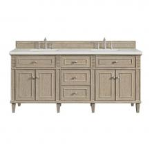 James Martin Vanities 424-V72-WWO-3LDL - Lorelai 72'' Double Vanity, Whitewashed Oak w/ 3 CM Lime Delight Quartz Top