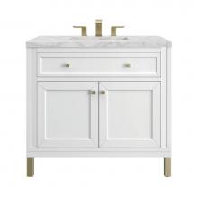 James Martin Vanities 503-V36-GW-3VSL - Chicago 36'' Single Vanity, Glossy White, w/ 3 CM Victorian Silver Silestone® Top