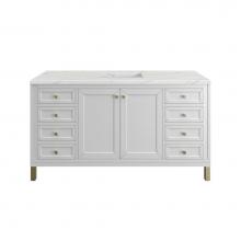 James Martin Vanities 503-V60S-GW-3ENC - Chicago 60'' Single Vanity, Glossy White, w/ 3 CM Ethereal Noctis Silestone® Top