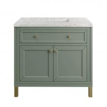 James Martin Vanities 503-V36-SC-3EJP - Chicago 36'' Single Vanity, Smokey Celadon, w/ 3 CM Eternal Jasmine Pearl Silestone®