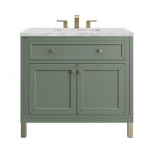 James Martin Vanities 503-V36-SC-3VSL - Chicago 36'' Single Vanity, Smokey Celadon, w/ 3 CM Victorian Silver Silestone® Top