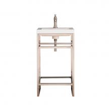 James Martin Vanities C105V20BNKWG - Boston 20'' Stainless Steel Sink Console, Brushed Nickel w/ White Glossy Composite Count