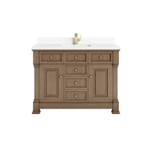 James Martin Vanities 547-V48-PCN-1WZ - Brookfield 48'' Single Vanity, Pecan w/ Single Hole 3CM White Zeus Silestone®  Top