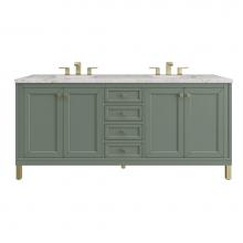 James Martin Vanities 503-V72-SC-3EJP - Chicago 72'' Double Vanity, Smokey Celadon, w/ 3 CM Eternal Jasmine Pearl Silestone®
