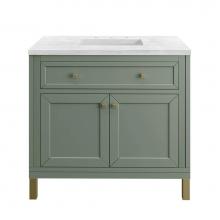 James Martin Vanities 503-V36-SC-3AF - Chicago 36'' Single Vanity, Smokey Celadon, w/ 3 CM Arctic Fall Solid Surface Top
