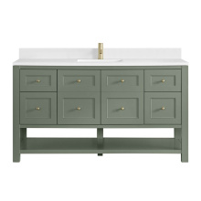 James Martin Vanities 330-V60S-SC-1WZ - Breckenridge 60'' Single Vanity, Smokey Celadon, w/ Single Hole 3 CM White Zeus Quartz T