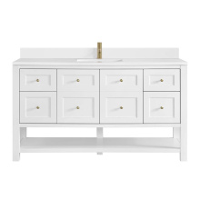 James Martin Vanities 330-V60S-BW-1WZ - Breckenridge 60'' Single Vanity, Bright White, w/ Single Hole 3 CM White Zeus Quartz Top
