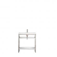 James Martin Vanities C105V31.5BNKWG - Boston 31.5'' Stainless Steel Sink Console, Brushed Nickel w/ White Glossy Composite Cou
