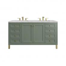 James Martin Vanities 503-V60D-SC-3VSL - Chicago 60'' Double Vanity, Smokey Celadon, w/ 3 CM Victorian Silver Silestone® Top
