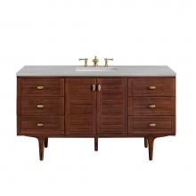 James Martin Vanities 670-V60S-WLT-3ESR - Amberly 60'' Single Vanity, Mid-Century Walnut w/ 3 CM Eternal Serena Top