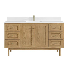James Martin Vanities 545-V60S-LNO-1WZ - Laurent 60'' Single Vanity, Light Natural Oak, w/ Single Hole 3 CM White Zeus Quartz Top