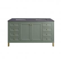 James Martin Vanities 503-V60D-SC-3CSP - Chicago 60'' Double Vanity, Smokey Celadon, w/ 3 CM Charcoal Soapstone Silestone® T