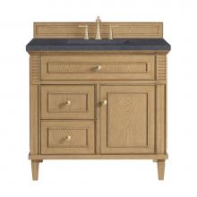 James Martin Vanities 424-V36-LNO-3CSP - Lorelai 36'' Single Vanity, Light Natural Oak w/ 3 CM Charcoal Soapstone Quartz Top