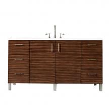 James Martin Vanities 850-V60S-AWT-3CLW - Metropolitan 60'' Single Vanity, American Walnut, w/ 3 CM Classic White Quartz Top
