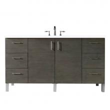 James Martin Vanities 850-V60S-SOK-3CLW - Metropolitan 60'' Single Vanity, Silver Oak, w/ 3 CM Classic White Quartz Top