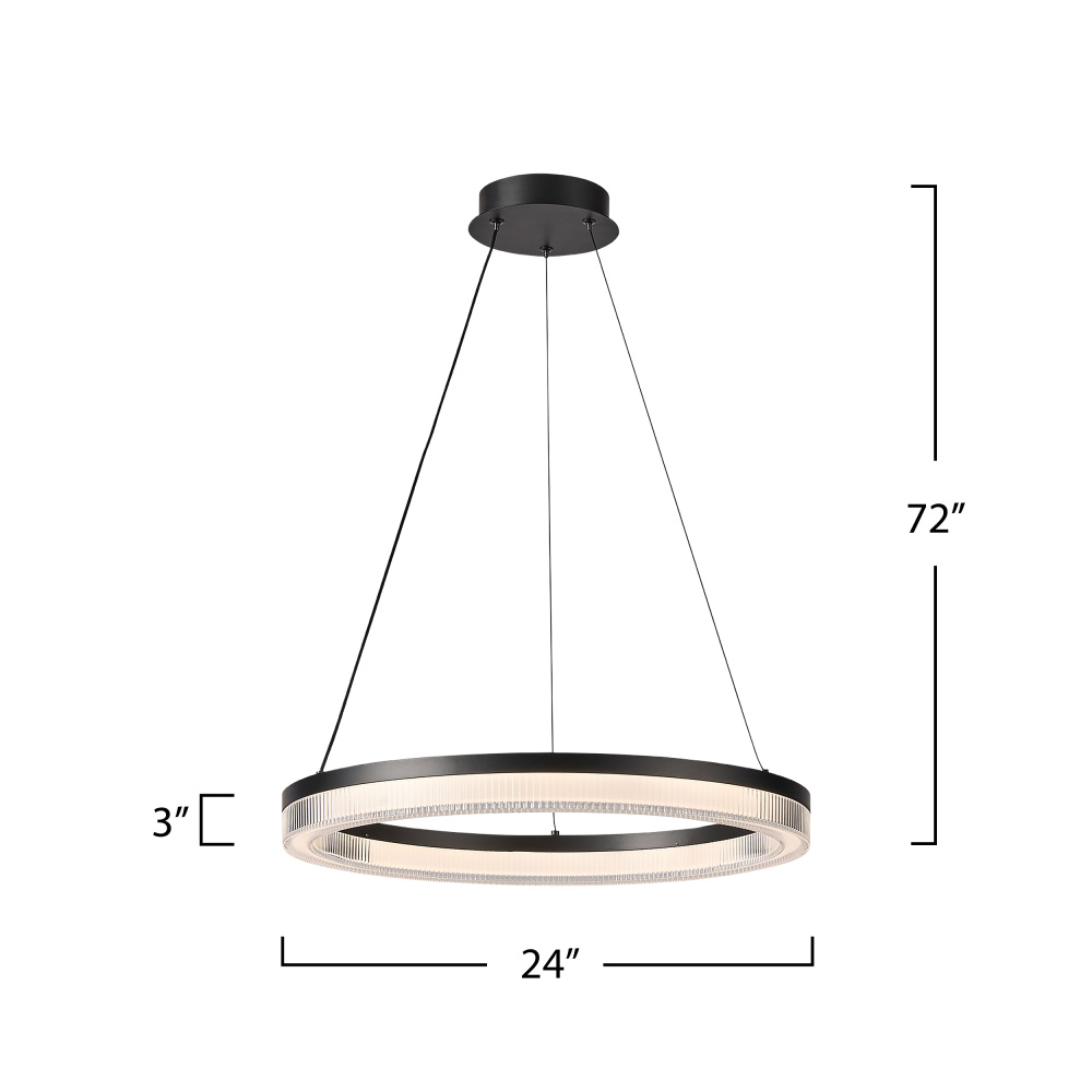 Ari Integrated LED Pendant 24&#34;, Black