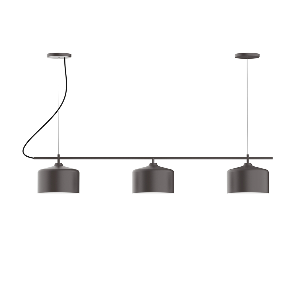 3-Light Linear Axis Chandelier with White SJT Cord, Bronze Matte