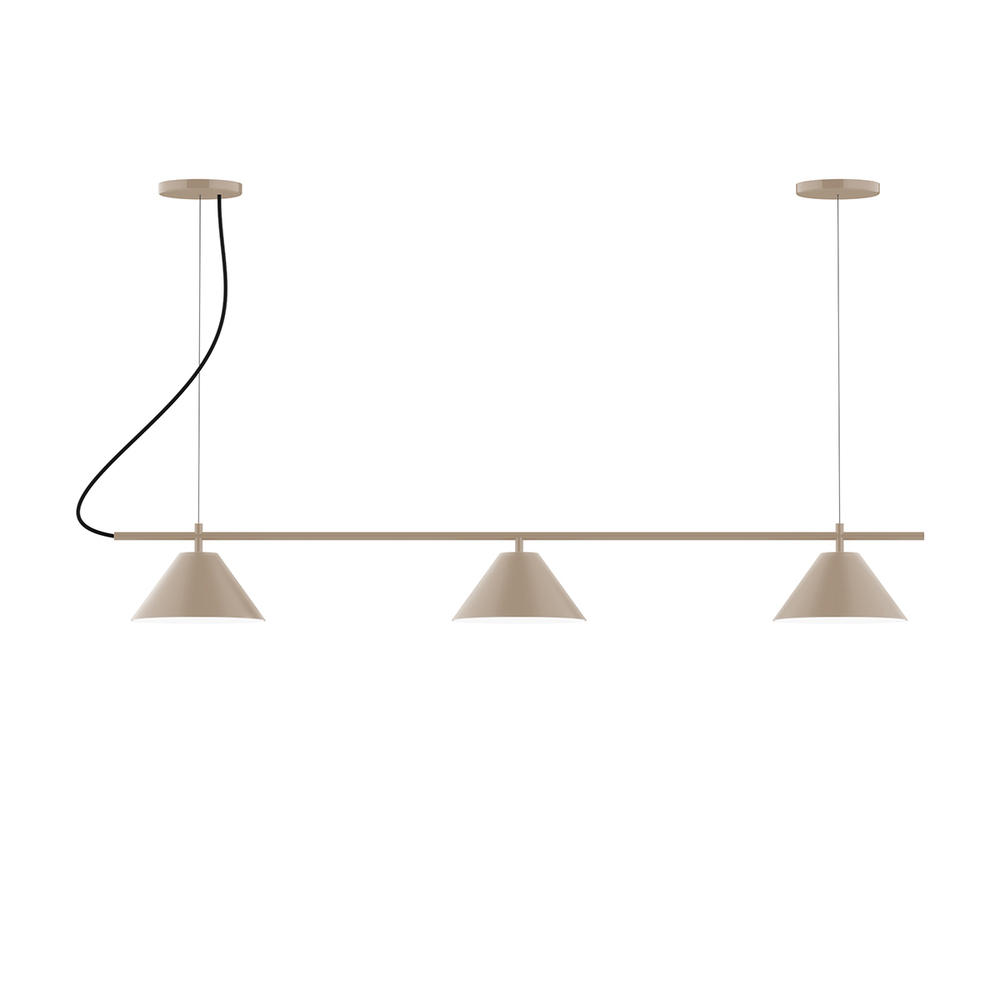 3-Light Linear Pinnacle LED Chandelier with White SJT Cord, Clay