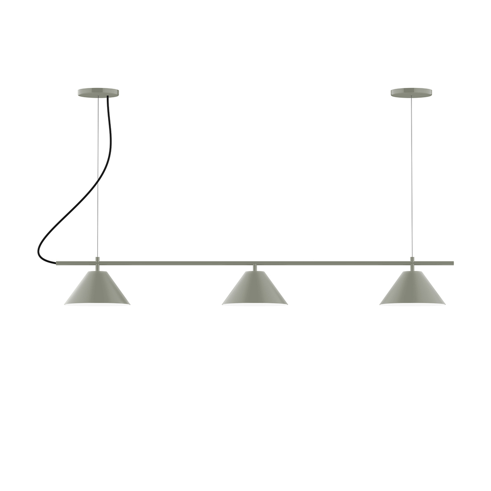 3-Light Linear Pinnacle LED Chandelier, Moss Green